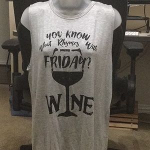 You Know What Rhymes with Wine grey muscle tank.